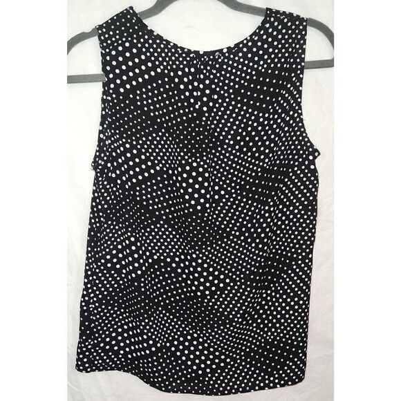 NINE WEST Sleeveless blouse Size XS BLACK/LILY WHITE NWT polka dots - Picture 3 of 7